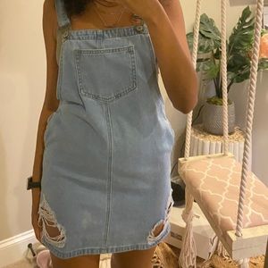 Papaya Denim Skirt Overalls